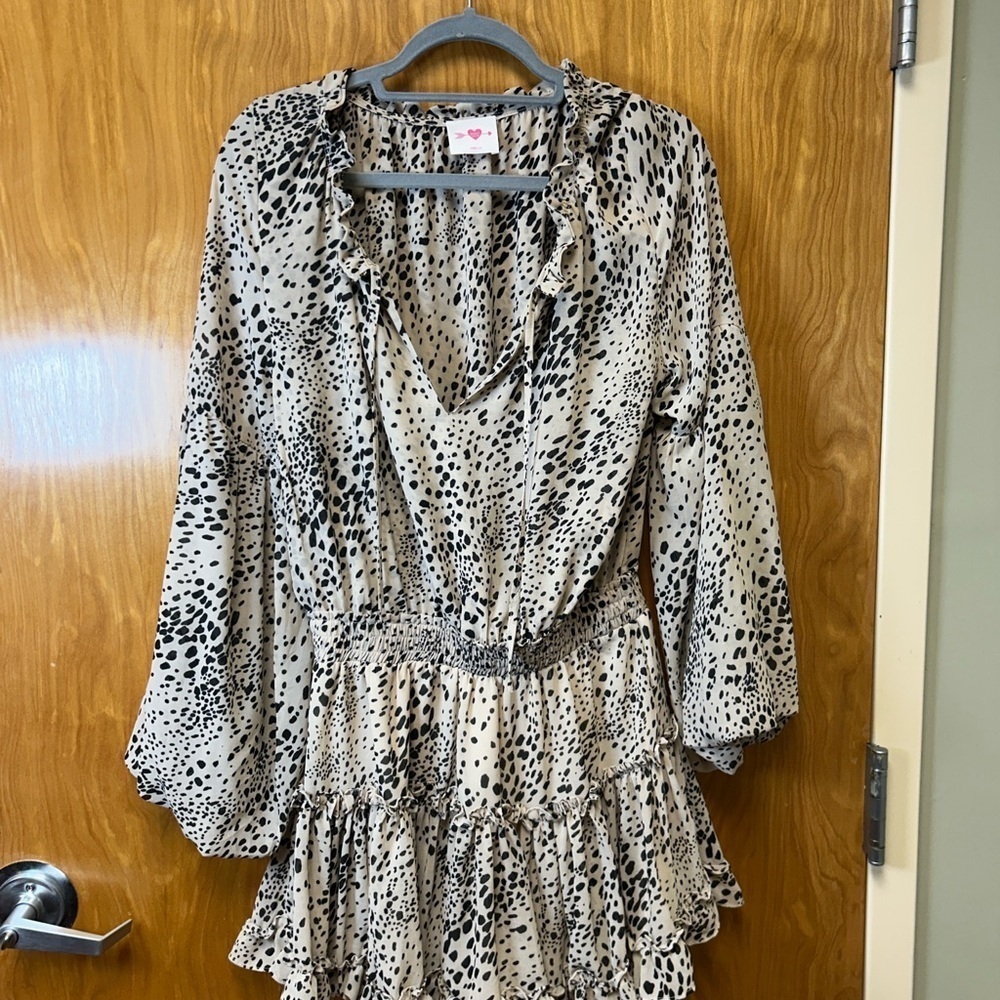 Buddy Love Black and Cream Leopard Dress